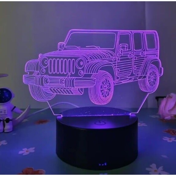 3D Illusion LampJEEP Pattern USB Creative 3D Night Light, Off-Road Enthusiast Gi - Picture 4 of 7